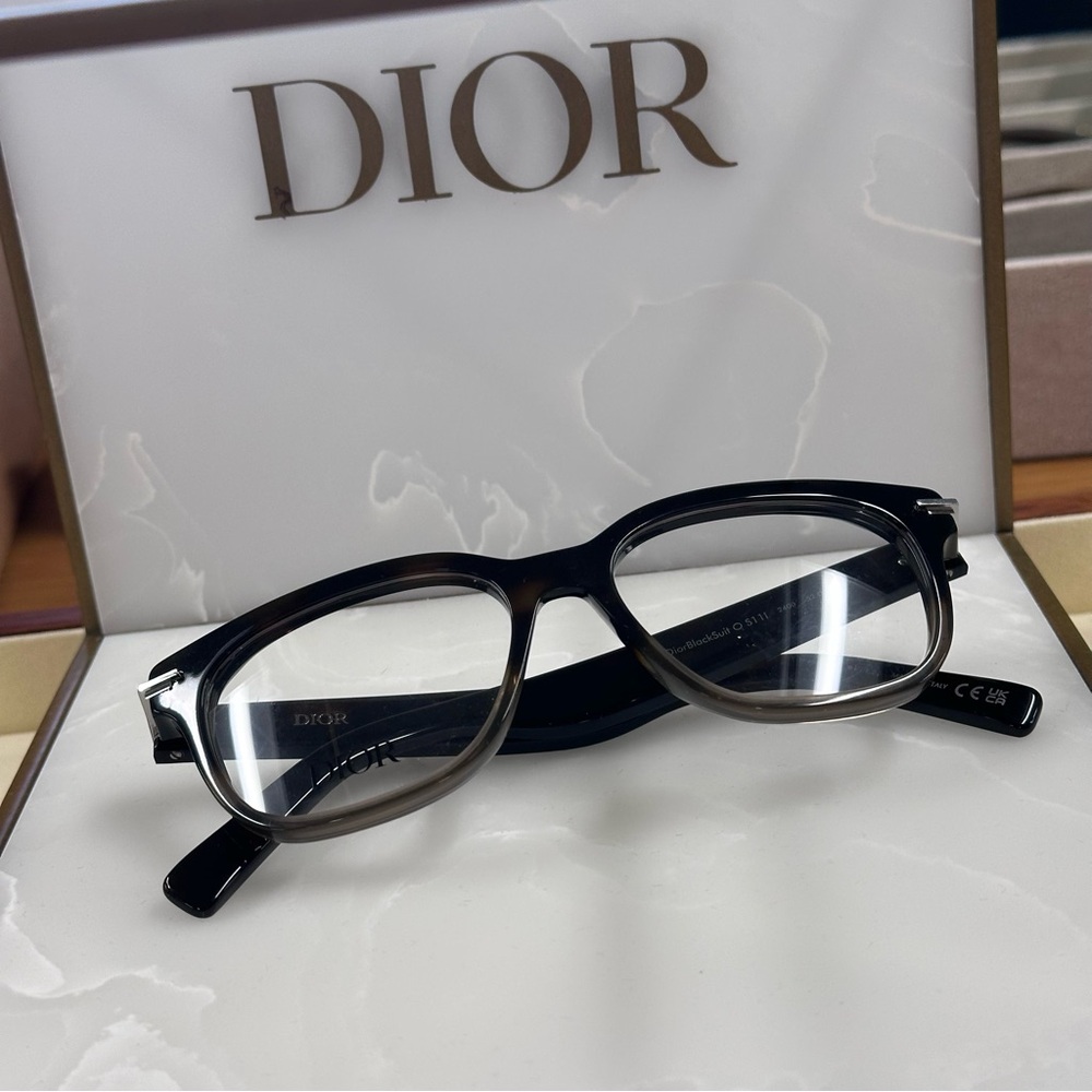 Dior Black and Brown Rectangular Glasses